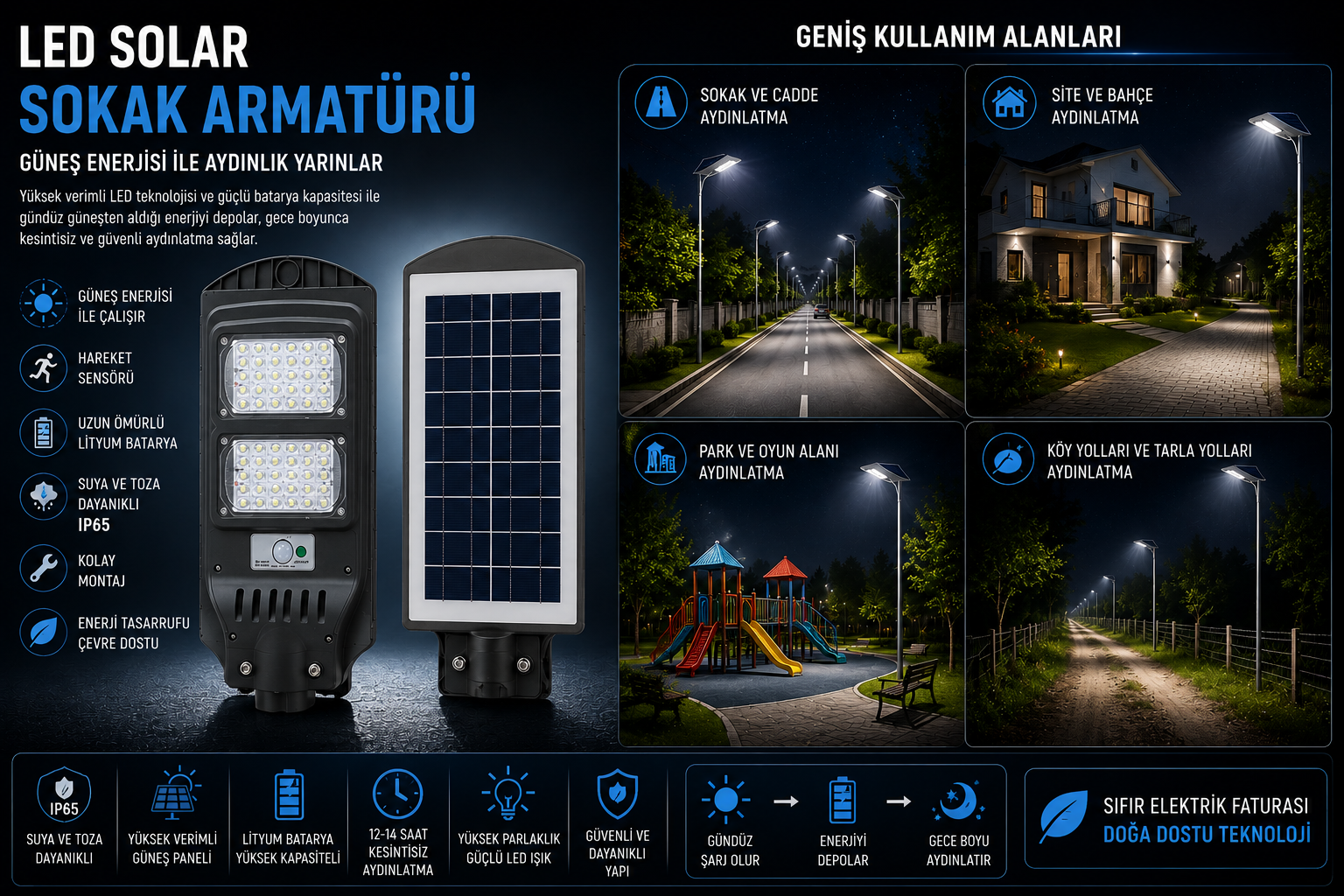 Cata 40 Watt Fotoselli Sensörlü Solar Led Sokak Aydınlatma CT-4691