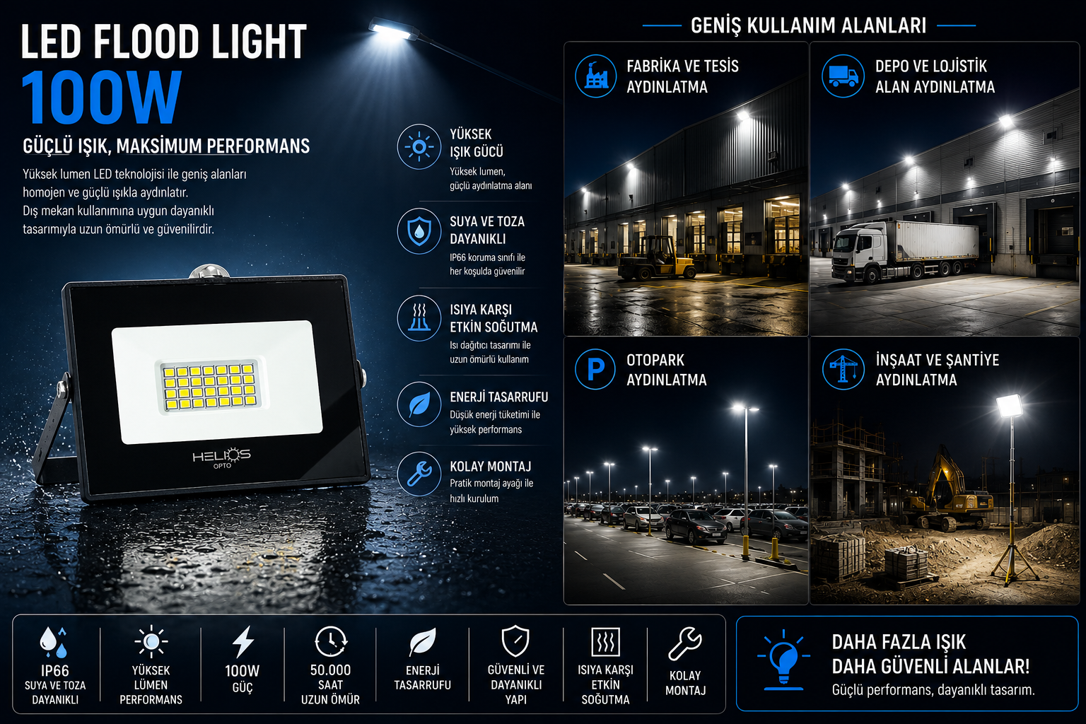 Helios 20W Mikro Radar Sensörlü Beyaz Smd Led Projektör HS-3821