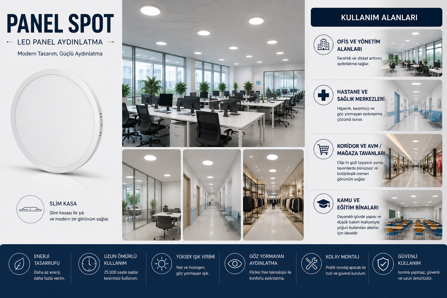 Cata 20 Watt Sensörlü Sıva Üstü Led Armatür Beyaz Işık CT 9247
