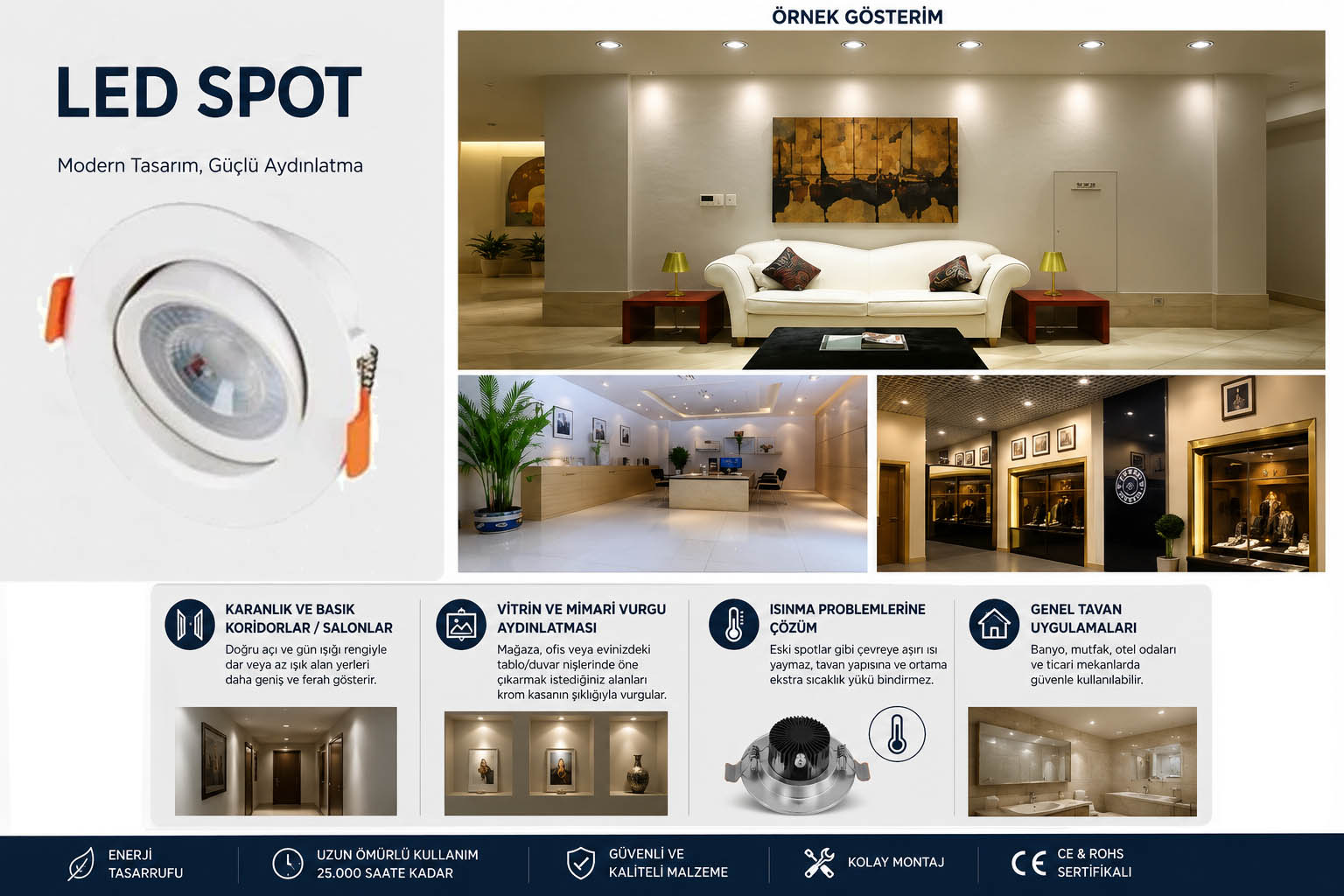Cata 5 Watt Akik LED Spot Armatür Beyaz Işık