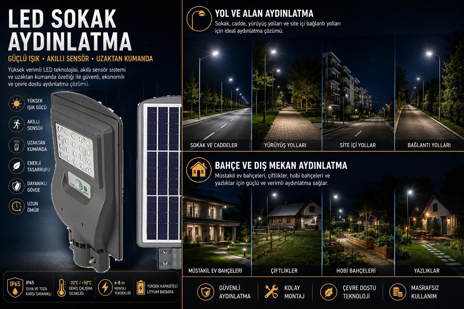 Cata 20 Watt Fotoselli Sensörlü Solar Led Sokak Aydınlatma CT-4690