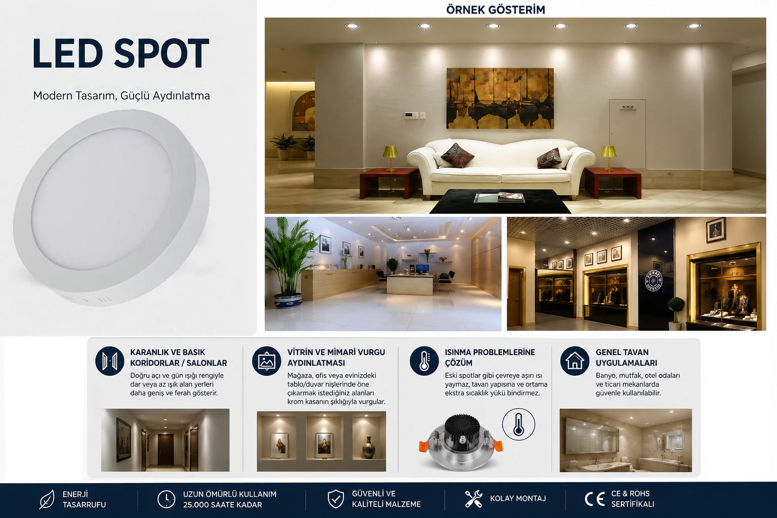 Cata 30 Watt Sıva Üstü Led Armatür Beyaz Işık CT 5273