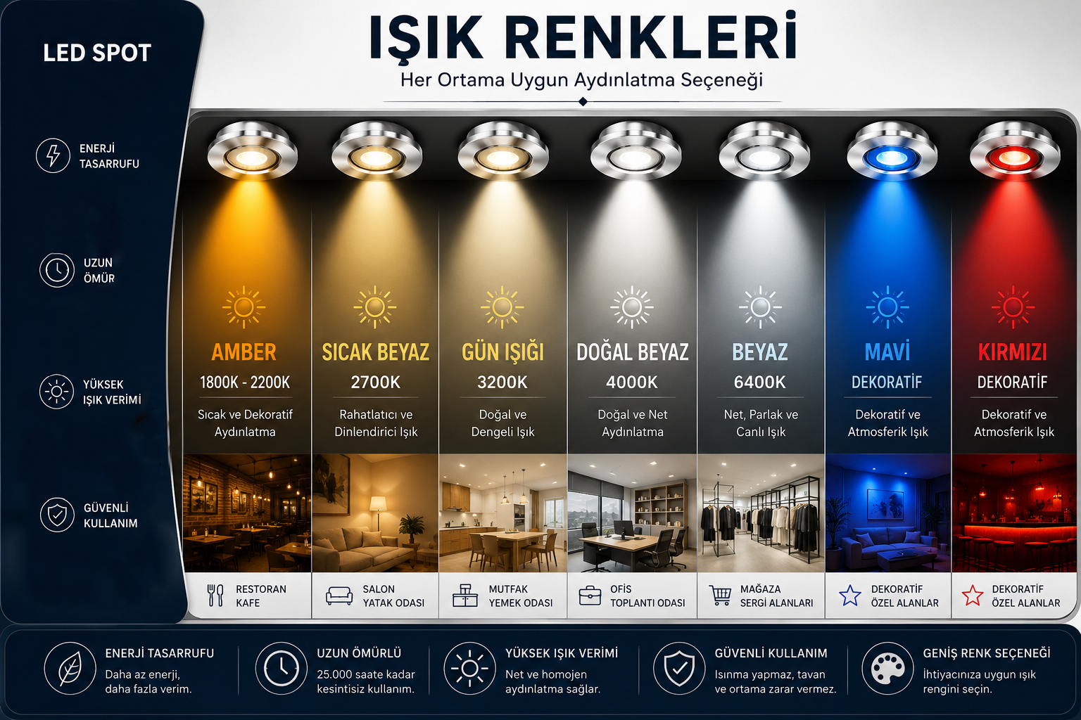led spot renk çeşitleri