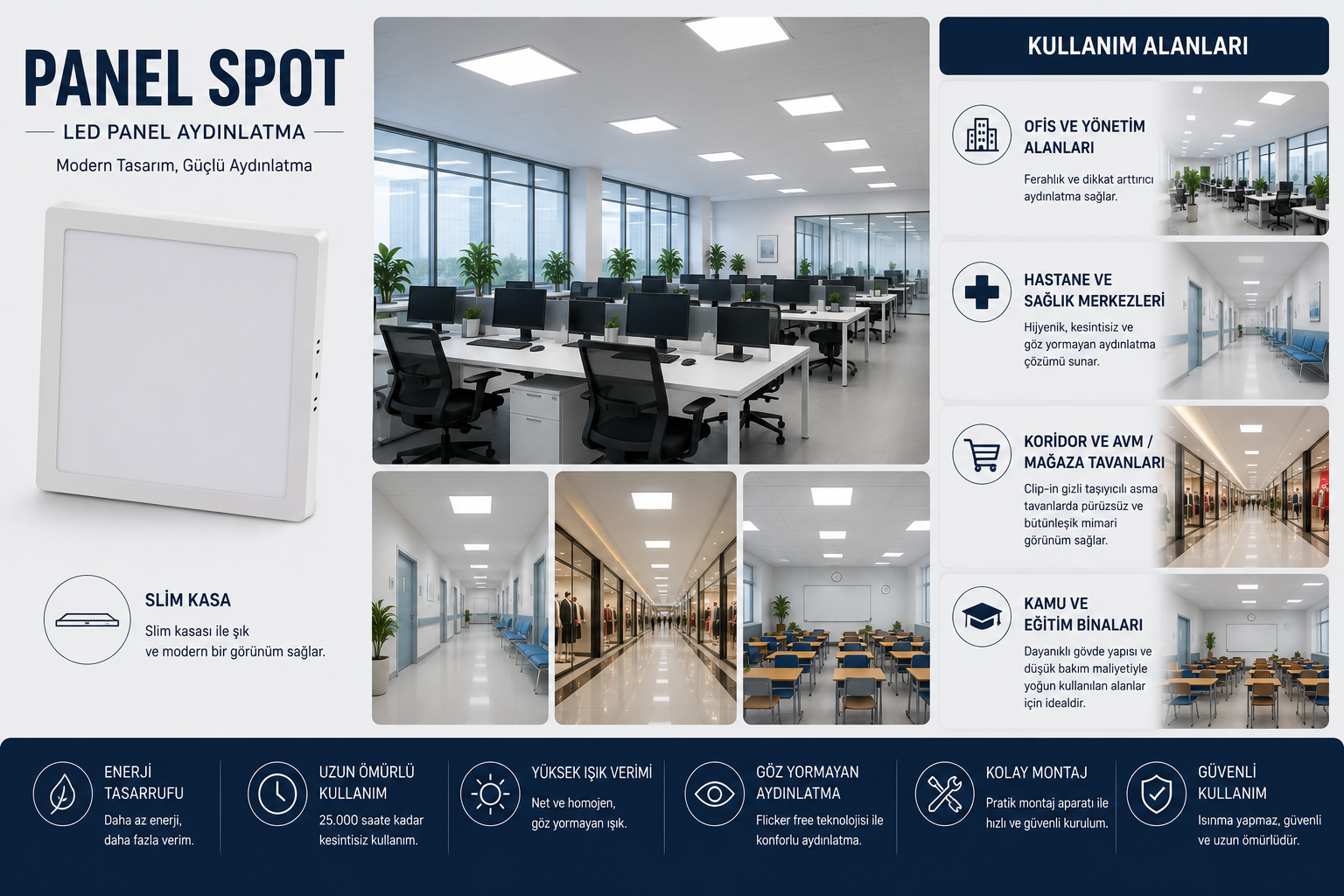 Cata CT-5234 18W Kare Alüminyum Sıva Üstü LED Spot Günışığı