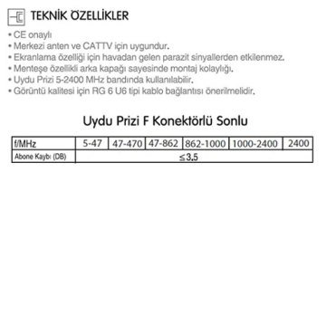 Viko Karre Beyaz Uydu Prizi F Konnektörlü Sonlu 90967X09
