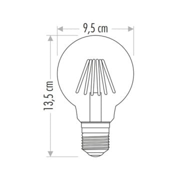 Cata 6 Watt E27 Duy Amber Işık 1800 Kelvin G95 Glop Rustik Led Ampul