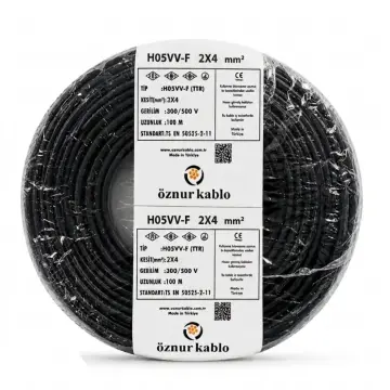 TTR 2x4 Öznur Kablo Siyah 100 Metre H05VV-F