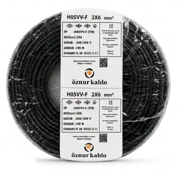 TTR 2x6 Öznur Kablo Siyah 100 Metre H05VV-F