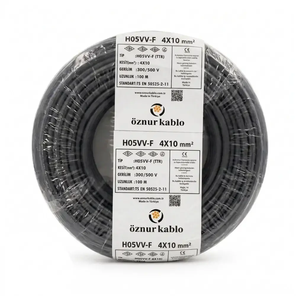 TTR 4x10 Öznur Kablo Siyah 100 Metre H05VV-F