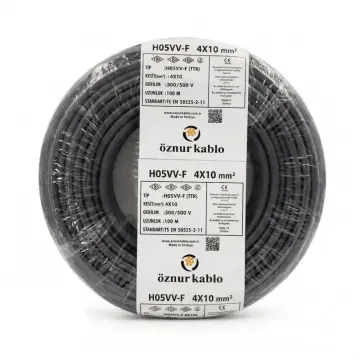 TTR 4x10 Öznur Kablo Siyah 100 Metre H05VV-F