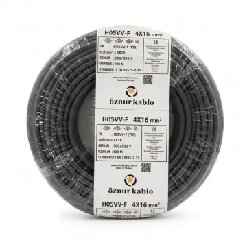 TTR 4x16 Öznur Kablo Siyah 100 Metre H05VV-F