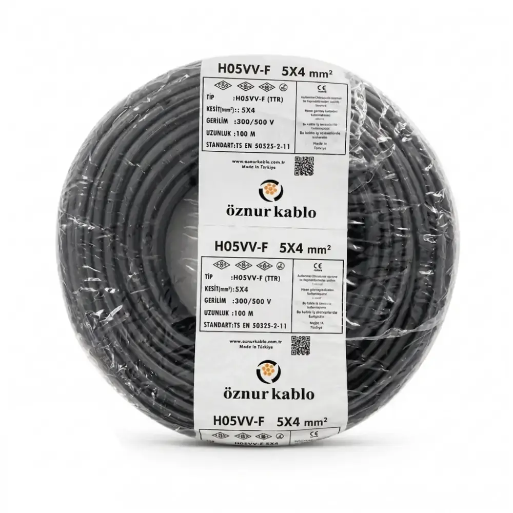 TTR 5x4 Öznur Kablo Siyah 100 Metre H05VV-F