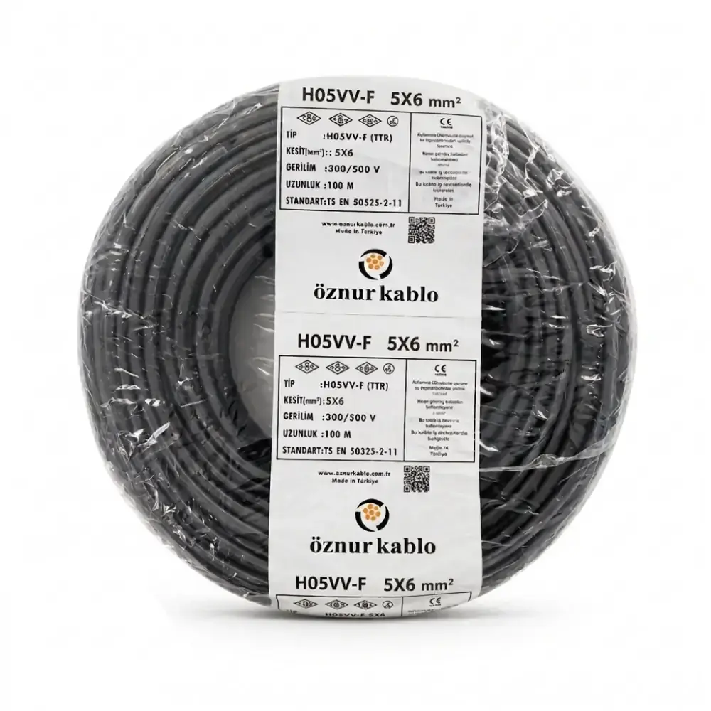 TTR 5x6 Öznur Kablo Siyah 100 Metre H05VV-F