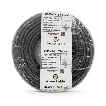 TTR 5x6 Öznur Kablo Siyah 100 Metre H05VV-F