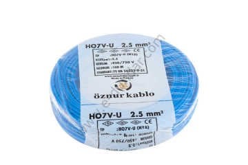 NYA 2.5 mm Öznur Kablo Mavi 100 Metre H07V-U, H07V-R