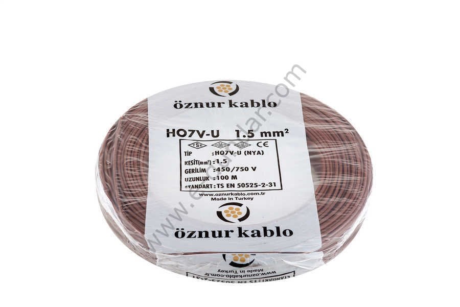 NYA 1.5 mm Öznur Kablo Kahverengi 100 Metre H07V-U, H07V-R