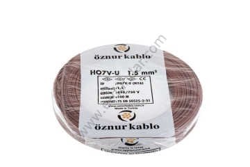 NYA 1.5 mm Öznur Kablo Kahverengi 100 Metre H07V-U, H07V-R
