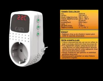 Cata Priz Tipi Regülatör Yüksek ve Düşük Voltaj - Şok Akım Koruma Prizi CT 9187