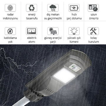 Cata 20 Watt Fotoselli Sensörlü Solar Led Sokak Aydınlatma 6500 Kelvin 500 Lümen CT-4690