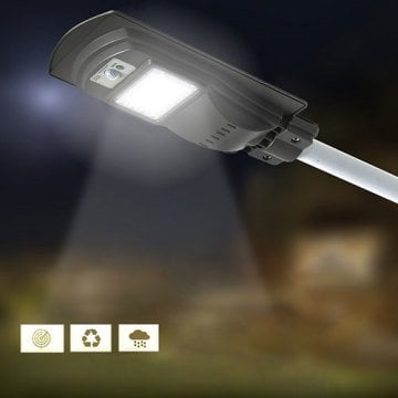Helios 60 Watt Fotoselli Sensörlü Solar Led Sokak Aydınlatma Beyaz Işık 6500 Kelvin 6000 Lümen HELI-HS3801