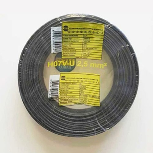 NYA 2.5 mm Hes Kablo Siyah 100 Metre H07V-U, H07V-R