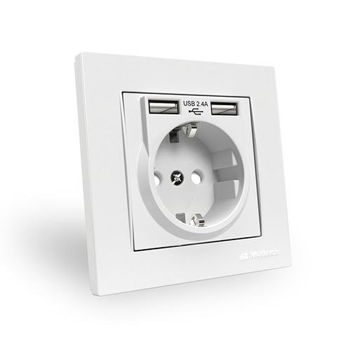 Mutlusan Rita 2'li Usb Ve Topraklı Priz (2.4a Hızlı Şarj+ Çocuk Koruma) Usb+priz