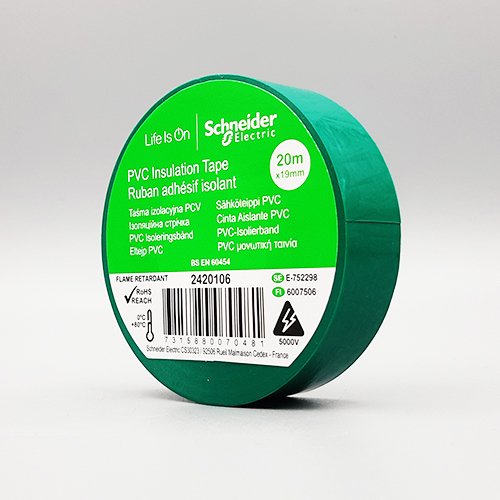 Schneider 19mm x 20mt. Pvc Elektrik Izole Bant Yeşil Izolasyon Bandı