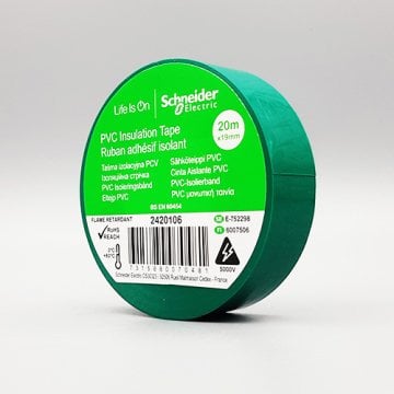 Schneider 19mm x 20mt. Pvc Elektrik Izole Bant Yeşil Izolasyon Bandı