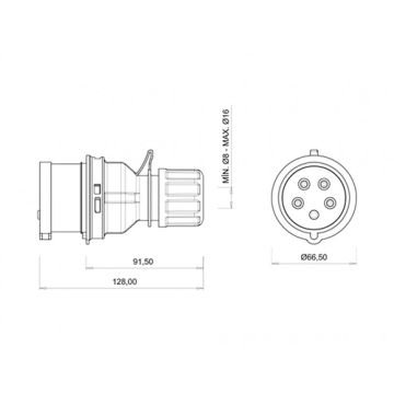 Bemis 5X16A CE NORM Düz Fiş (3P+E+N) 380V BC1-1505-2011