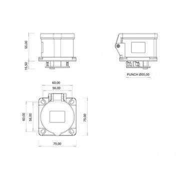 Bemis 5X16A CE NORM Makine Prizi 75x75 (3P+E+N) 380V BC1-1505-2413