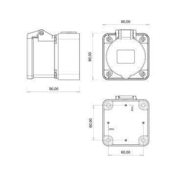 Bemis 5X16A CE NORM Duvar Prizi (3P+E+N) 380V BC1-1505-2510