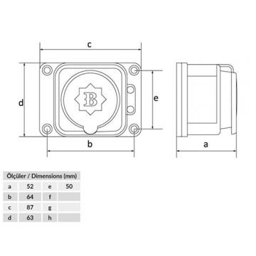 Bemis 1X16A Kauçuk Duvar Prizi (2P+E) 220V BK1-1402-3511