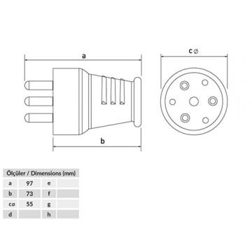 Bemis 3X25 Kauçuk Düz Fiş 3P+E 380V BK1-2504-4011