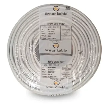 NYM 2x6 Öznur Kablo Antigron 100 Metre 05VV-U, 05VV-R