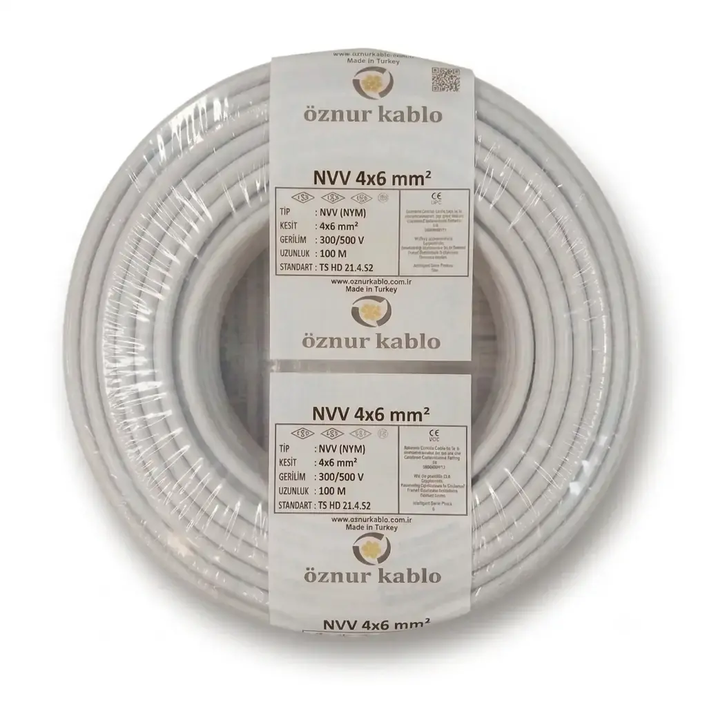 NYM 4x6 Öznur Kablo Antigron 100 Metre 05VV-U, 05VV-R