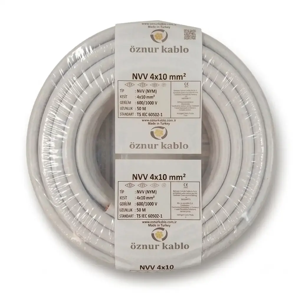 NYM 4x10 Öznur Kablo Antigron 100 Metre 05VV-U, 05VV-R