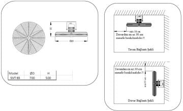 Dündar SVT 65 Tavan ve Duvar Uzaktan Kumandalı Endüstriyel - Sanayi Tipi Vantilatör