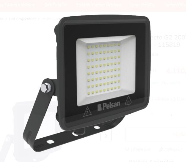 Pelsan 50 Watt Led Projektör Lecto G2 6000 Lumen 5000 Kelvin Beyaz Işık 115747