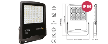 İnoled 400 Watt Led Projektör Beyaz Işık 6500 Kelvin 52000 Lümen 7240-01
