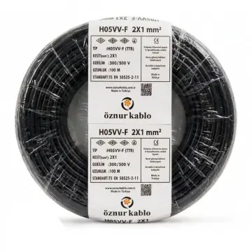 TTR 2x1 Öznur Kablo Siyah 100 Metre H05VV-F